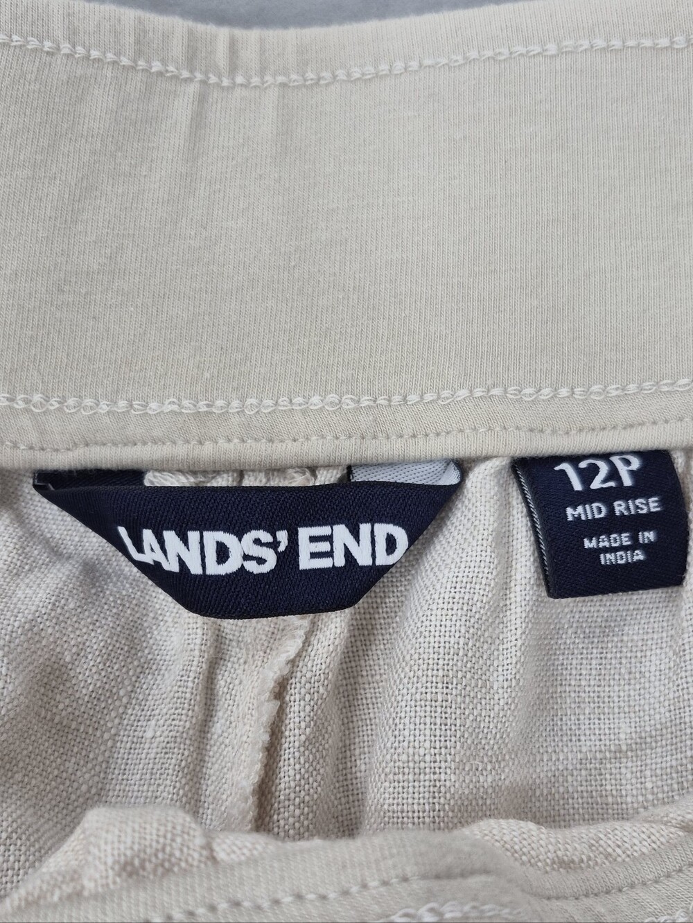 Lands End Pull On Linen pants women's 12P cream wide leg super soft waistband - Picture 8 of 11